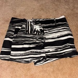 Black and white striped shorts